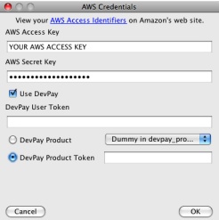 AWS Credentials Dialog